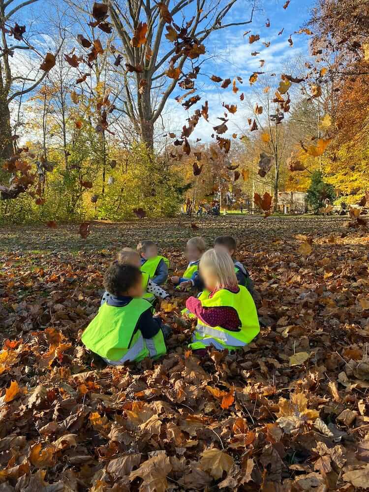 Blätterregen - Kinderkrippe-Waldkinderkrippe-Blüemli-in-Zürich