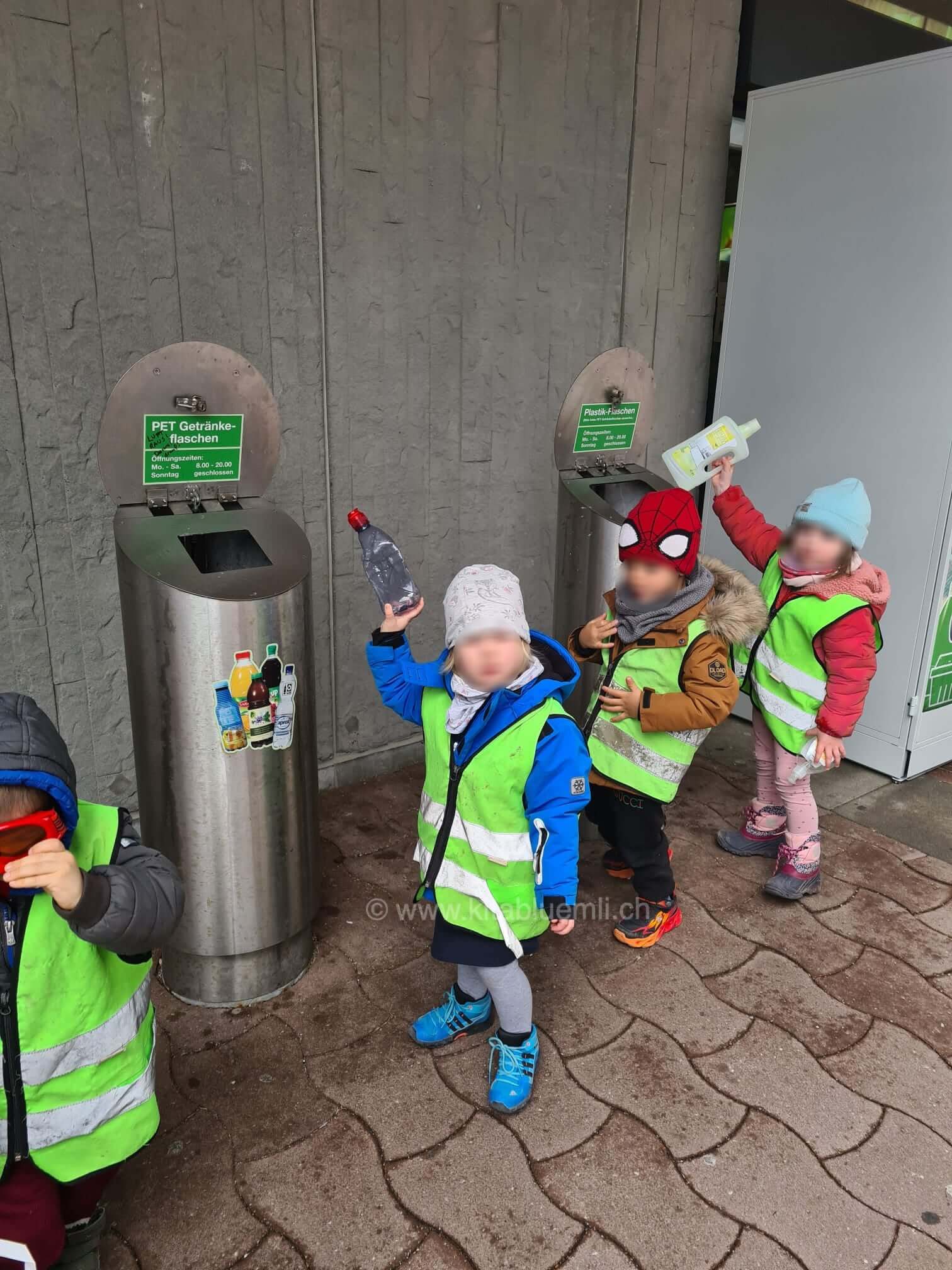 recycling von pet flaschen kinderbetreuung kinderkrippe und waldkinderkrippe blueemli in zuerich witikon