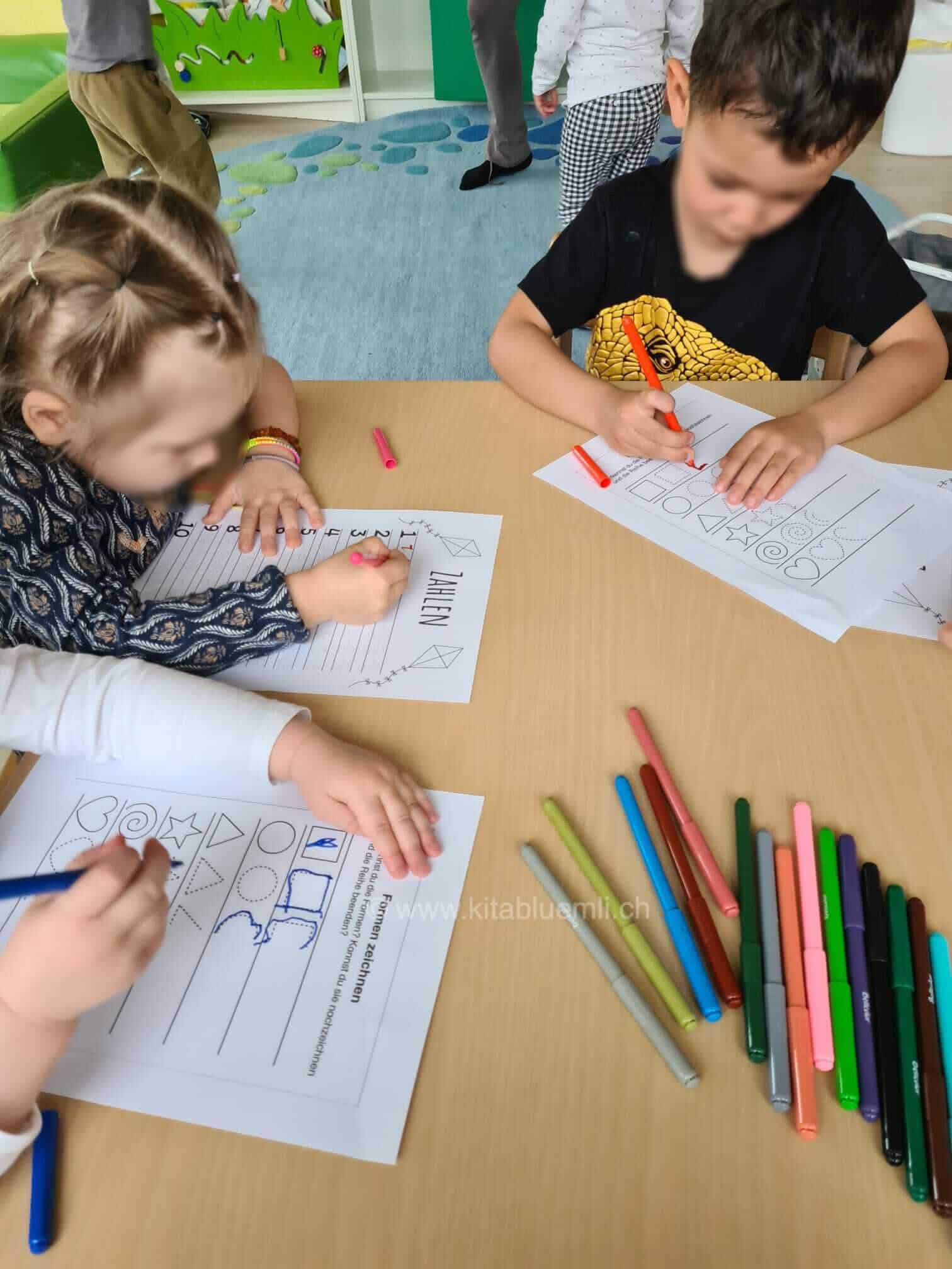 zahlen lernen und formen zeichnen kinderbetreuung kinderkrippe und waldkinderkrippe blueemli in zuerich witikon