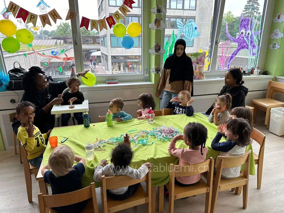 kindergeburtstag in der kita kinderbetreuung kinderkrippe und waldkinderkrippe blueemli in zuerich witikon