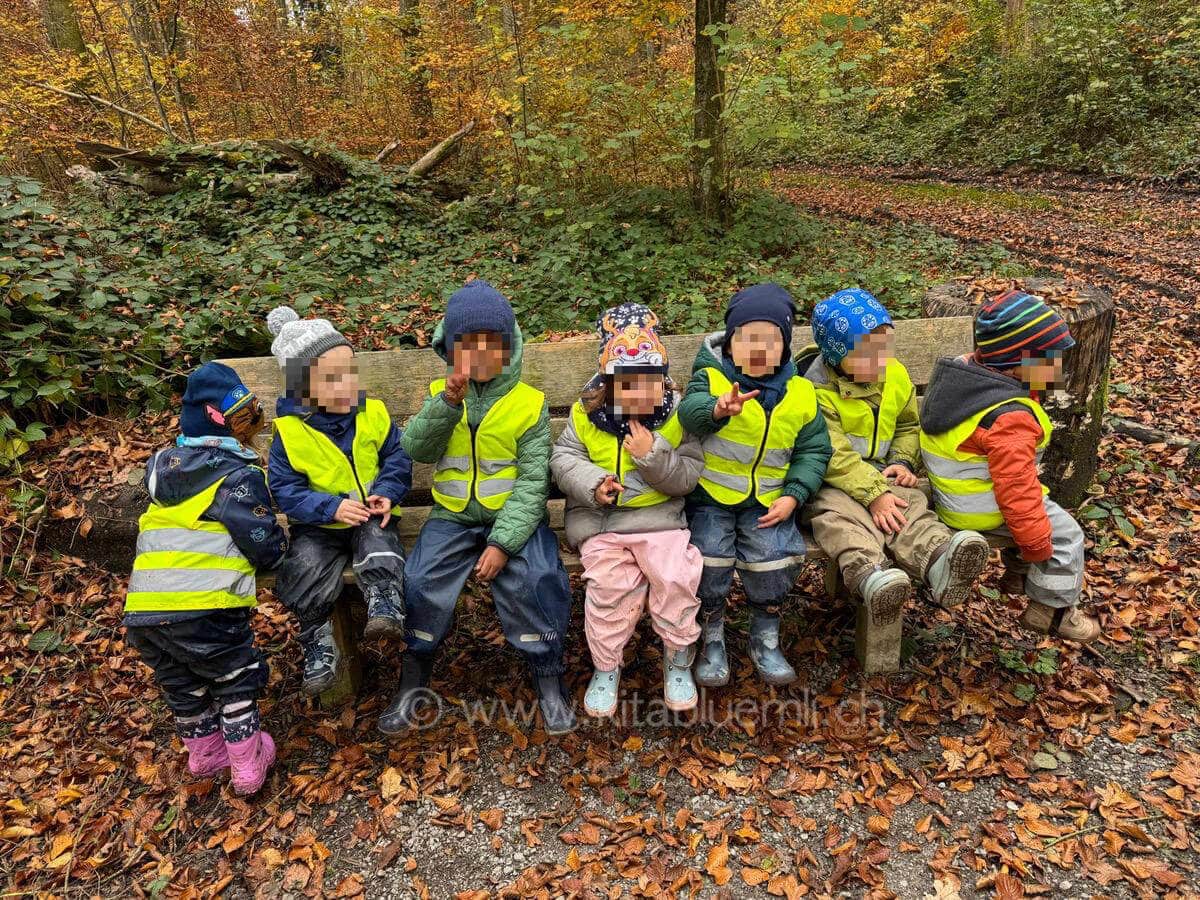 sitzpause im wald kinderbetreuung kinderkrippe und waldkinderkrippe blueemli in zuerich witikon